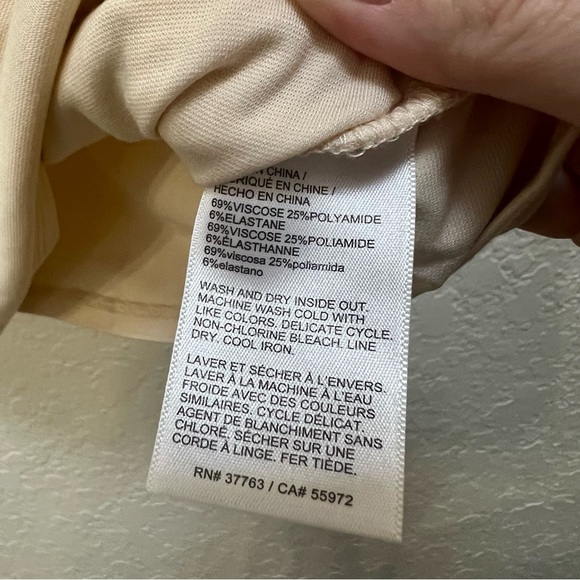 Ella Rafaella Women's Short Sleeve Top Beige Criss Cross Front - Picture 4 of 5